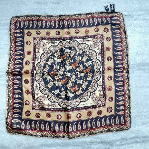 Salvatore Ferragamo Horses Vintage Silk Scarf - Picture 1 of 6